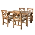 thumbnail image 1 of Acacia Wood Simple Patio 5-Piece Dining Set with x-shaped back - Brown, 1 of 3