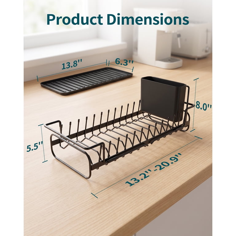 Kitsure Expandable Over-Sink Dish Drying Rack, Black photo 5
