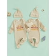 thumbnail image 3 of Newborn Baby Girl Boy Twins Matching Outfits Womb Mates Knitted Romper Mitten Cuffs Jumpsuit with Hat Fall Clothes 0-12M, 3 of 8