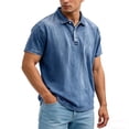 thumbnail image 2 of FRSASU Jeans Shirts for Men Vintage Washed T-Shirt Button Up Short Sleeve Shirts Casual Lightweight Comfortable Demin Tees Blue, 2 of 6