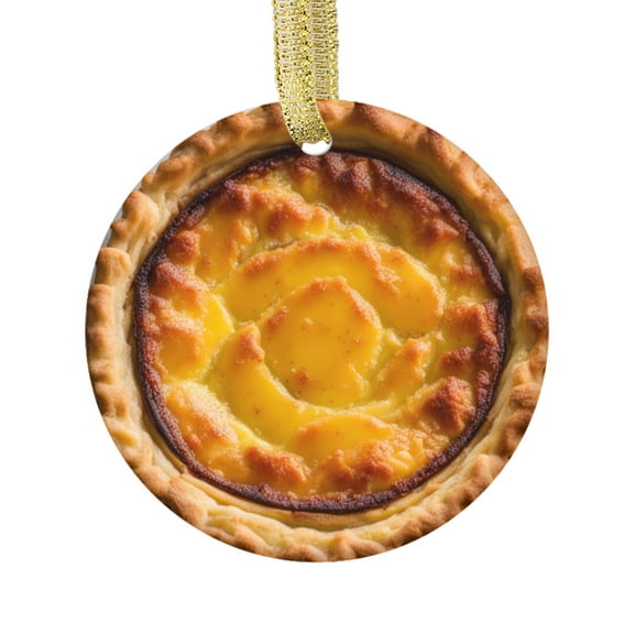 Portugese Egg Tart Gift Tarts Food Lovers Foodie Novelty Holiday Christmas Ornament Xmas Tree Gift (Flat Design Printed on Ceramic, NOT 3D)