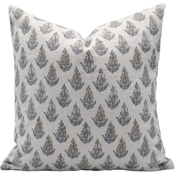 Artistic Hand Block Print Pure Linen Pillow Cover By Fabdivine, 12X20, Throw Pillowcase Cushion Cover with Zipper for Sofa, Couch, Home Décor, Outdoor, Farmhouse, Living Room, Kanak buti