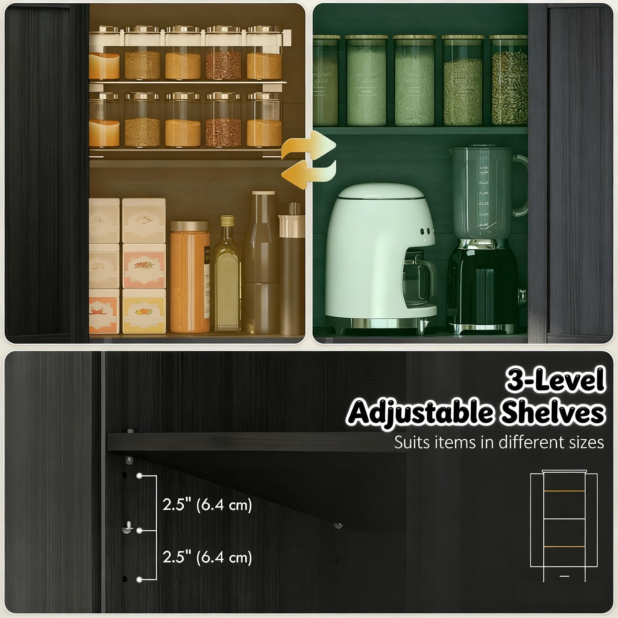Farmhouse Pantry Cabinet, 70.9" Tall Kitchen Pantry Storage Cabinet with Barn Door,Drawer & Adjustable Shelves