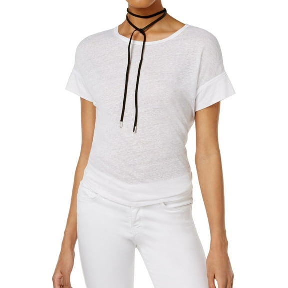 Rachel Roy Womens Cut Out Basic T-Shirt, White, Large