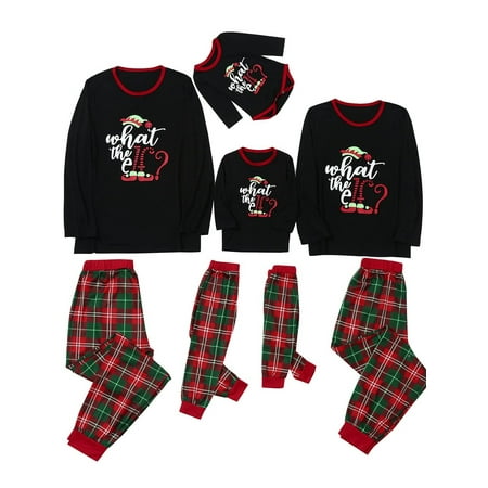 

Cathery Matching Family Christmas Pajamas Set Dinosaur Print Plaid Sleepwear for Family Mom Dad Kids Baby