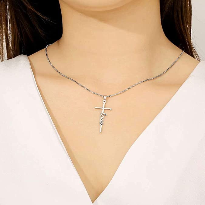 Cross Necklace for Women, Faith 