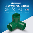 thumbnail image 2 of FORMUFIT 3/4” 3-Way Elbow Furniture Grade PVC Pipe Fittings, (1-1/16" Actual Socket ID), Green, 8-Pack, 2 of 7