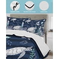 thumbnail image 3 of Full Size Quilt Bedding Set, Navy Blue Turtle Coastal Reversible Summer Quilt 3 Pieces, Nautical Summer Beach Coral Jellyfish Lightweight Bedspreads Coverlets with 2 Pillow Shams for All Seasons, 3 of 5