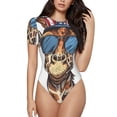 thumbnail image 1 of Saiise Pyjama à Motif Girafe Américaine pour Femmes, Manches Courtes, Col Rond, Justaucorps Extensible avec Fermeture à Pression-TTG, 1 of 7