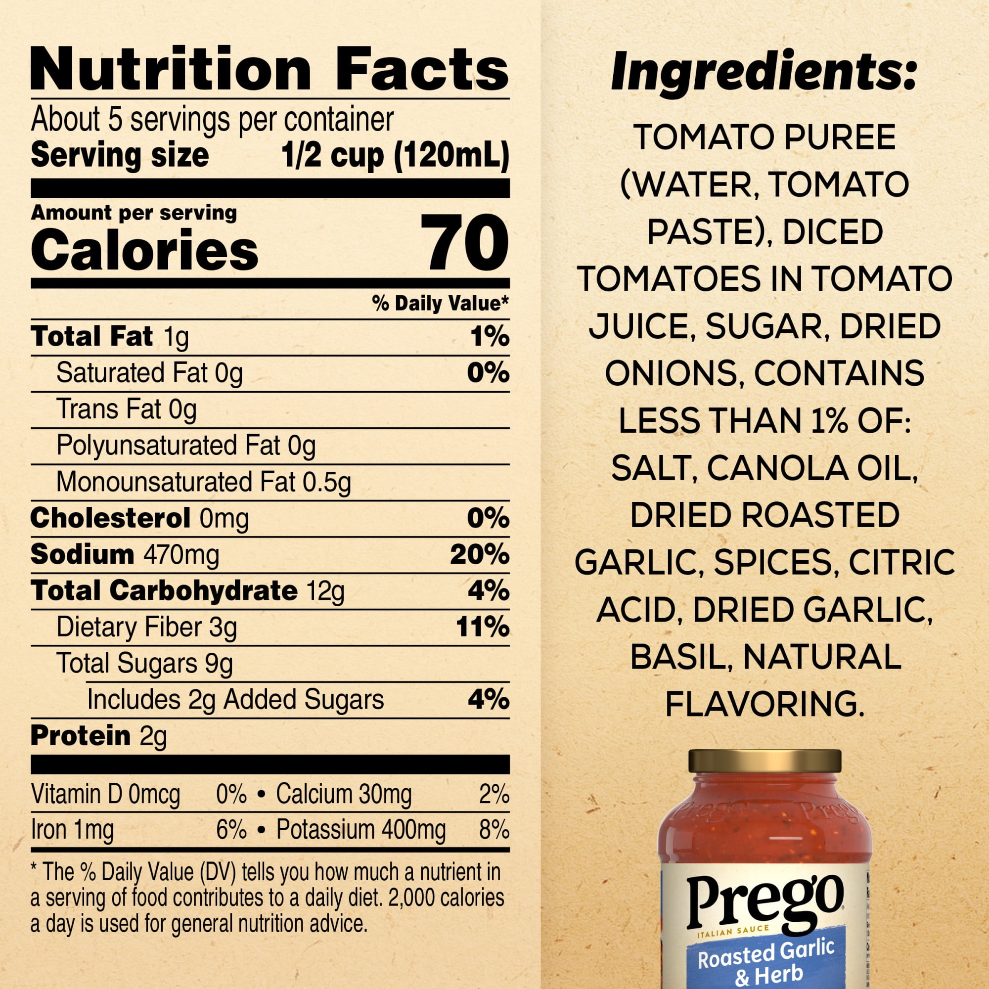 (3 pack) Prego Italian Tomato Pasta Sauce with Roasted Garlic & Herbs, 24 oz Jar