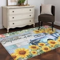 thumbnail image 3 of Area Rug for Living Room, Sunflowers Trucks Non-Slip Indoor Large Carpet for Bedroom/Dining Room, Spring Farmhouse Eucalyptus Teal Wood Washable Low-Profile Rectangle Floor Runner Rugs - 4 x 6 Ft, 3 of 8