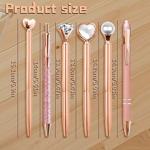 Clearance Sale! 6PACK Sparkly Diamond Pens, Retractable Ballpoint Pen Set for Daily Writing, Plastic, for Office & Home, (14cm, Purple)