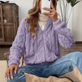 thumbnail image 7 of Wutalume Women's Plush Jacket, Casual Solid Color Hooded Drawstring Jacket, Jacquard Design for Fall and Winter, Soft and Warm, Perfect for Relaxed Fit and Comfort,Purple 2XL, 7 of 7