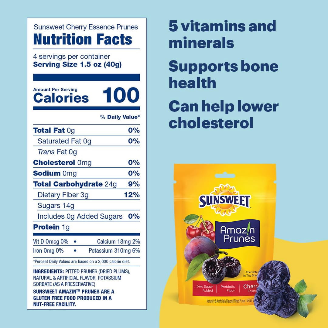 Sunsweet Amazin Prunes Pitted Cherry Essence 6 Pack