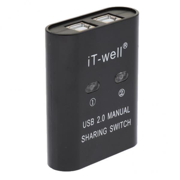 2x Conmutador de USB Conmutador de periféricos Concentrador de 2 puertos para escáner, impresora, PC Hugo Interruptor para compartir USB
