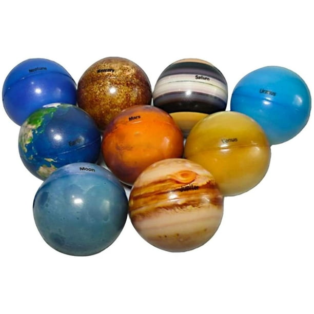 Lot de 9 jouets de décompression de balles anti-stress Planet, boule  planétaire douce et solide en éponge de couleur, boule de ventilation  extensible sensorielle Fidget, boule anti-anxiété pour enfants adultes,  boule de