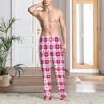 thumbnail image 5 of Uemuo Plaid Heart Pattern Men's Wide Leg Palazzo Lounge Pants with Pockets Light Weight Loose Comfy Casual Pajama Pants-Medium, 5 of 9