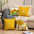 thumbnail image 5 of Decorative Throw Pillow Cover Plant Sunflower - 18 x 18 Flower Bike Pillow Cushion Case - 4 Pack Yellow White Linen Square Pillow Cushion Cover, Great for Couch, Patio, Chair, Living Room Decor, 5 of 6