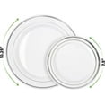 thumbnail image 2 of SETUP Case of 300 White Silver-Rimmed Plastic Plates - Premium Heavy-Duty Disposable Combo for Weddings and Parties - 150 10.25" Dinner and 150 7.5" Salad Plates, 2 of 12