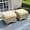 Beige, variant on Ovios Outdoor Patio Ottoman with Cushion Wicker Coffee Table Extra Seat for Garden, Backyard, Porch, or Balcony
