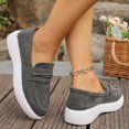 thumbnail image 4 of Wensltd Women Loafers Flat Solid Color Round Toe Vintage Shoes for Spring Fall Outdoor and Casual Wear Gray, 4 of 8