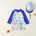 thumbnail image 2 of BOBOGOJP Toddler Baby Boy Swimsuit Shark/Turtle Long Sleeve One Piece Rash Guard Zip-up Bathing Suit Sunsuit Beachwear Sky Blue for Size 3-4 Years, 2 of 6