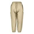 thumbnail image 5 of Sngxgn Women Casual Pants Straight Leg Drawstring Elastic Waist Loose Comfy Trousers with Pockets(Khaki,L), 5 of 5