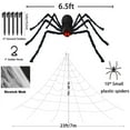 thumbnail image 2 of Araña de Halloween, araña gigante de 200 cm, decoración de Halloween para exteriores con telaraña triangular de 7 m, telaraña expandible de 20 g, 10 arañas de plástico, decoración de terror, 2 of 5