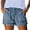 Dark Blue, variant on Women Fashion Washed Denim Shorts Casual Drawstring Elastic Waist Frayed Hem Loose Short Jeans Summer Hot Shorts