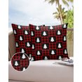 thumbnail image 6 of Pack of 2 Outdoor Pillow Covers, Winter Christmas Tree Red Black checkered Waterproof Square Throw Pillowcase Cushion Decorative Pillow Covers for Couch Patio Tent, 16x16 in, 6 of 6
