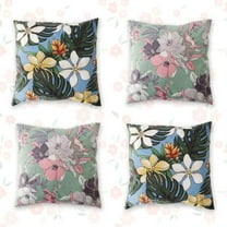 DAWOT 4-Pack Throw Pillow Covers 18×18 Color Flower Square Throw Cushion Case ultra-soft plush fabric Pillowcases Farmhouse Pillow Case for Sofa Couch Pillow Covers