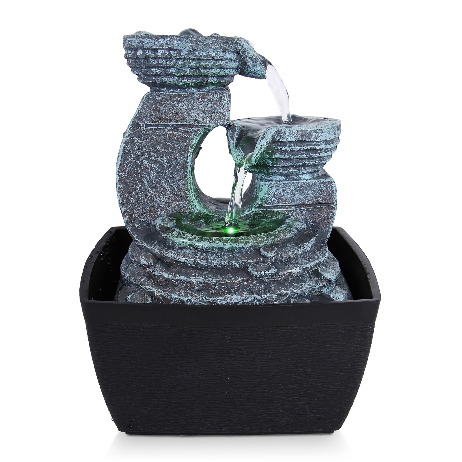 Serene Life Water Fountain Relaxing Tabletop Water Feature Decoration by Pyle