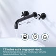 thumbnail image 4 of Wowow 2-Handle Wall-Mount Brass Roman Tub Faucet with Long Spout Reach in Matte Black (Valve Included), 4 of 9