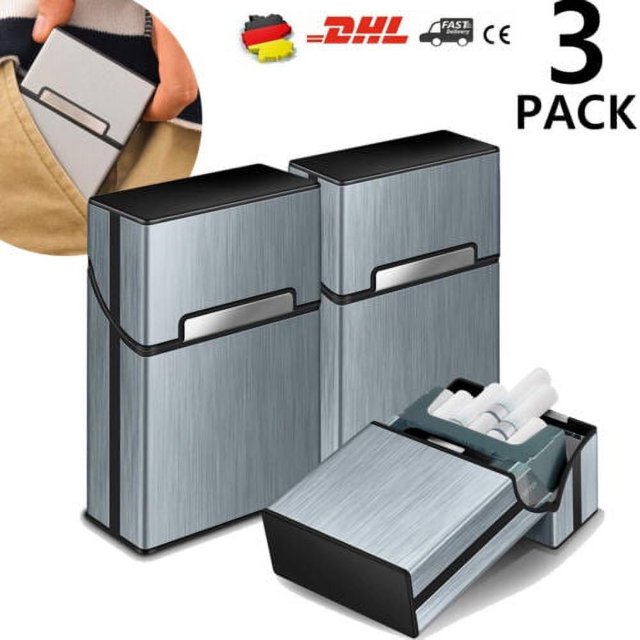 Caja de cigarrillos de aluminio, caja de cigarrillos para 20 cigarrillos, 3 uds., nuevo