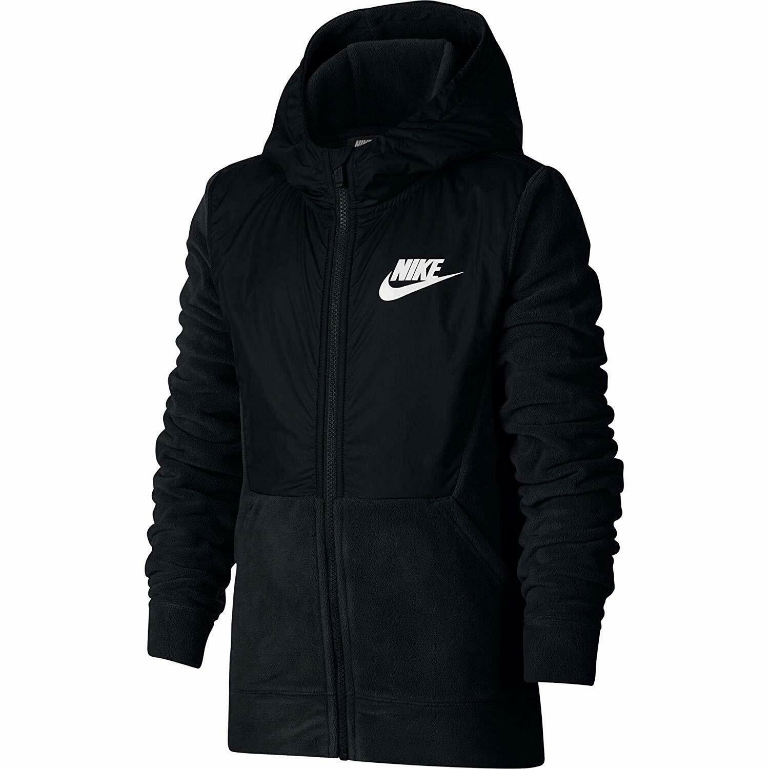Nike Boy's Sportswear Polar Black Fleece Full-Zip Hoodie Jacket Size XL ...