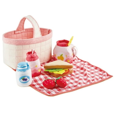 Hape: Toddler Picnic Basket - Fabric Lunch Basket & Blanket, Beverages & Food Accessories, Kitchen Food, Pretend Playset, Toddlers & Kids Ages 18mo 