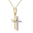 thumbnail image 2 of Double "SMALL" Crystal Christian Cross Goldplated Anti-Tarnish Pendant Chain Jewelry-352-C, 2 of 3