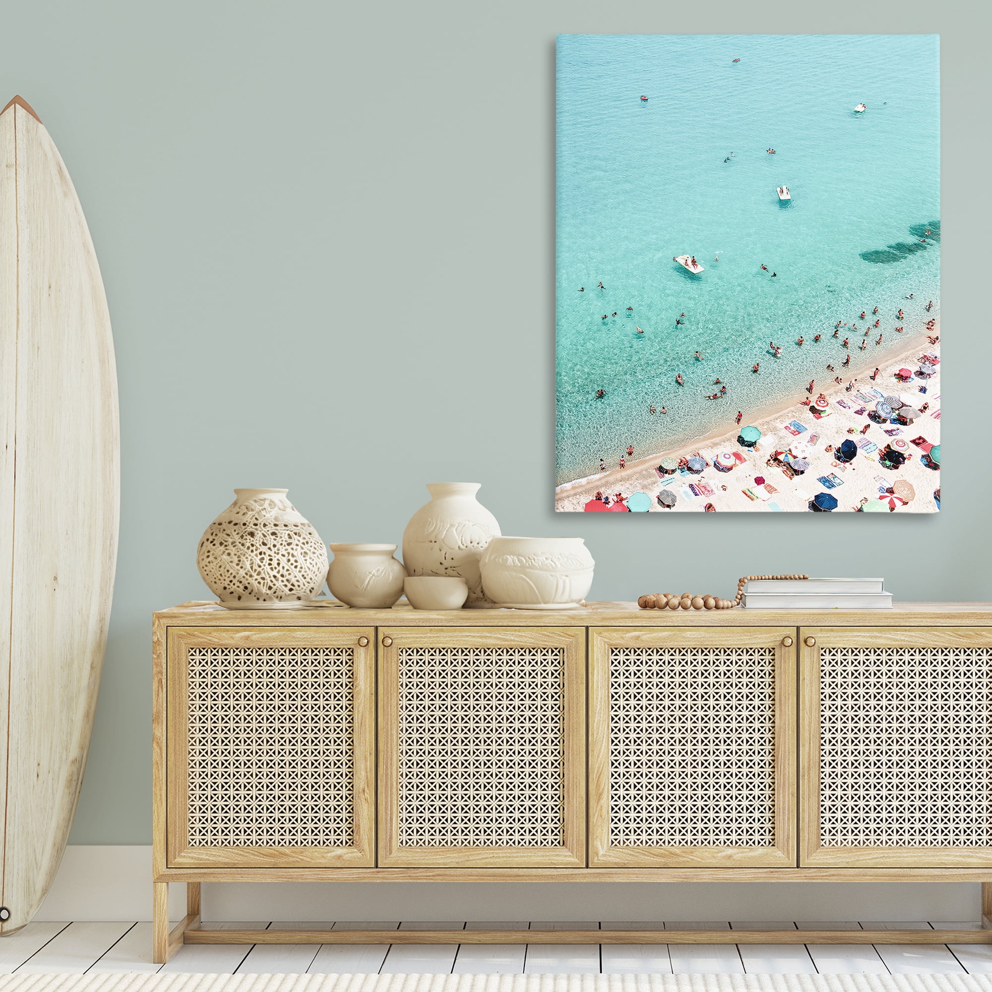 Stupell Industries Busy Beach View Nautical & Beach Photography Wrapped Canvas Art Print Wall Art, 36 x 48