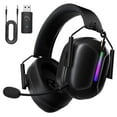 thumbnail image 1 of Ecomoment Auriculares Inalámbricos para Juegos, Auriculares para Juegos USB de 2,4 GHz con Micrófono Desmontable Compatible con PS5 PC Switch PC con Bluetooth 5.2, Cable de 3,5 Mm para Series Xbox, Luz USB, 40 H, Negro, 1 of 10