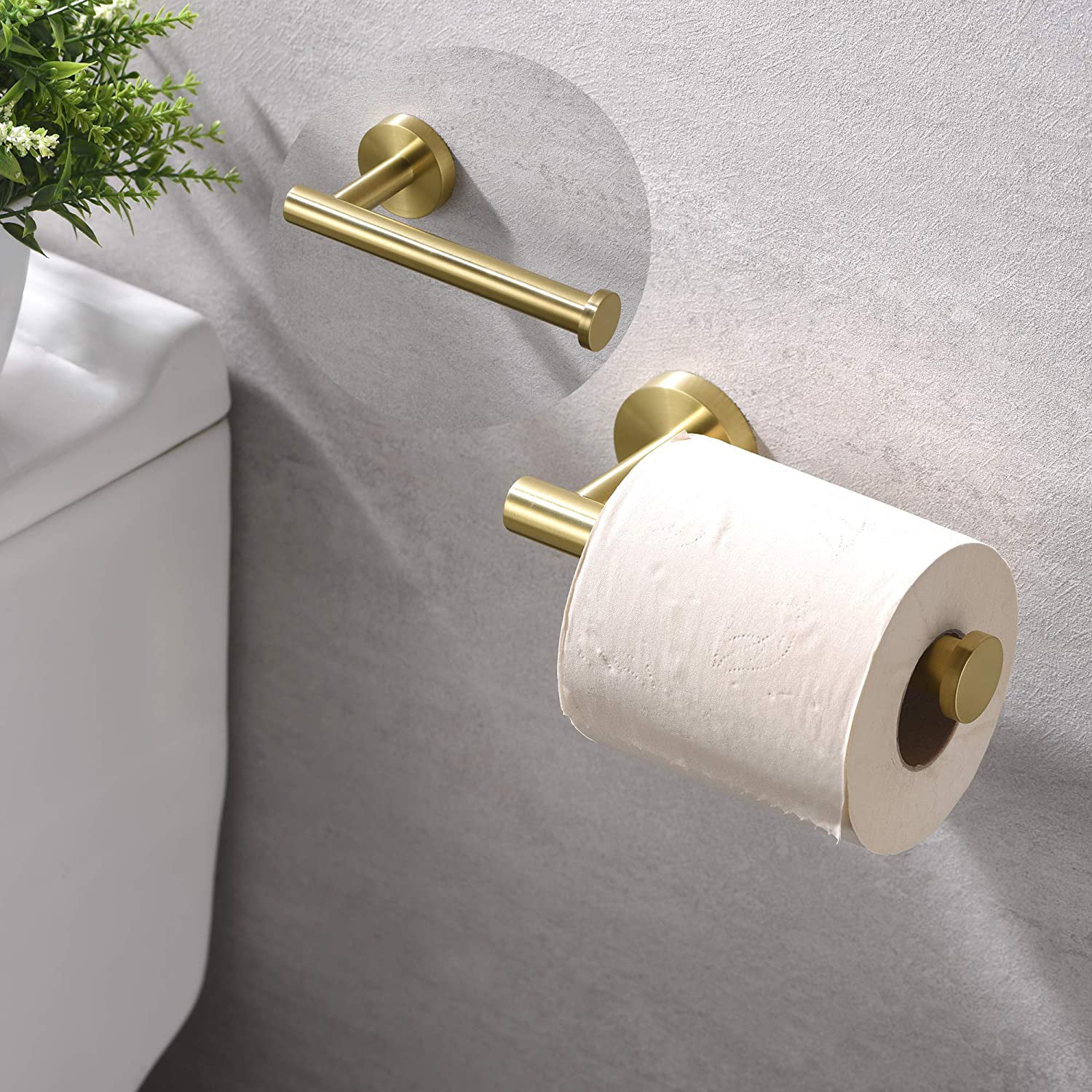 Toilet Paper Holder Rack Stainless Steel Bathroom Accessories Rotate Proof Gold 