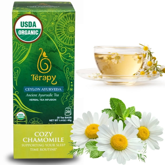 (10 Boxes) Terapy Ceylon Ayurveda Cozy Chamomile Herbal Tea, 20 bags
