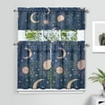 thumbnail image 2 of Kitchen Curtains 36 Inch Short - 3 Panel Set, Gothic Celestial Sun and Moon Print, Mystical Starry Night Astrology Aesthetic, Rod Pocket Window Curtain, Easy Wash, 2 of 6