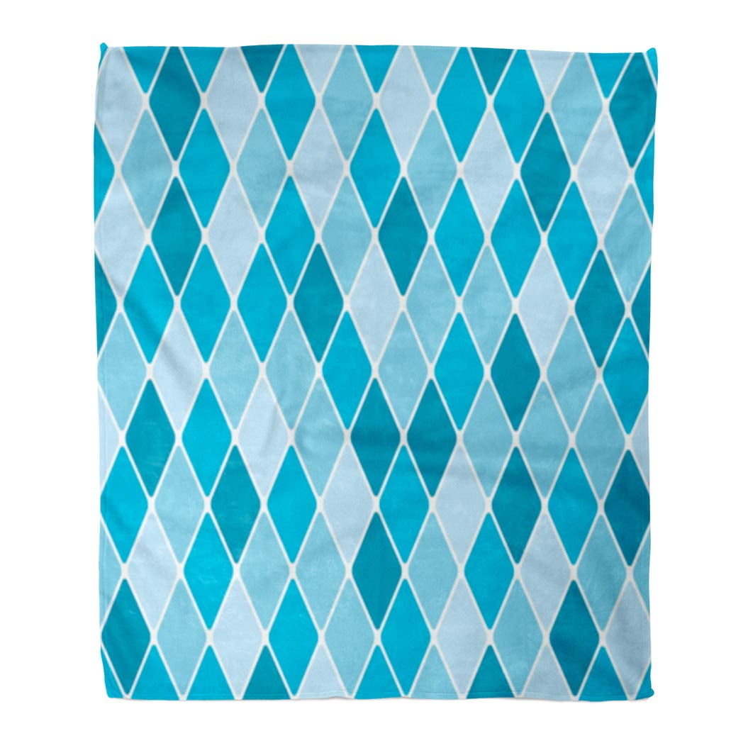 LADDKE Flannel Throw Blanket Blue Pattern Harlequin Winter Diamond