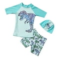 thumbnail image 2 of ATOGUTA Boys Two Piece Rash Guard Swimsuits Kids Short Sleeve Swimwear Sets Bathing Suit with Sun Hat Green, Size 2T-9, 2 of 4