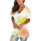 thumbnail image 5 of Gibobby Camiseta Powerblend con Cuello en V Camiseta suelta informal con cuello en V para mujer, blusa manga corta con estampado(Amarillo,M), 5 of 5