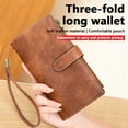 thumbnail image 4 of Arcticwind RFID Leather Long Womens Wallets, Wallets for Women, Tri-Fold/2 Zippers, Secure Large Capacity, Credit Card Holder with Multiple Card Slots, with ID Window Wallet,Brown, 4 of 6