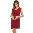 thumbnail image 2 of Daqian Maternity Dresses Women's Maternity Pregnancy Sleeveless O-neck Solid Color Dress Plus Size Maternity Clothes on Wine XL(XL), 2 of 7
