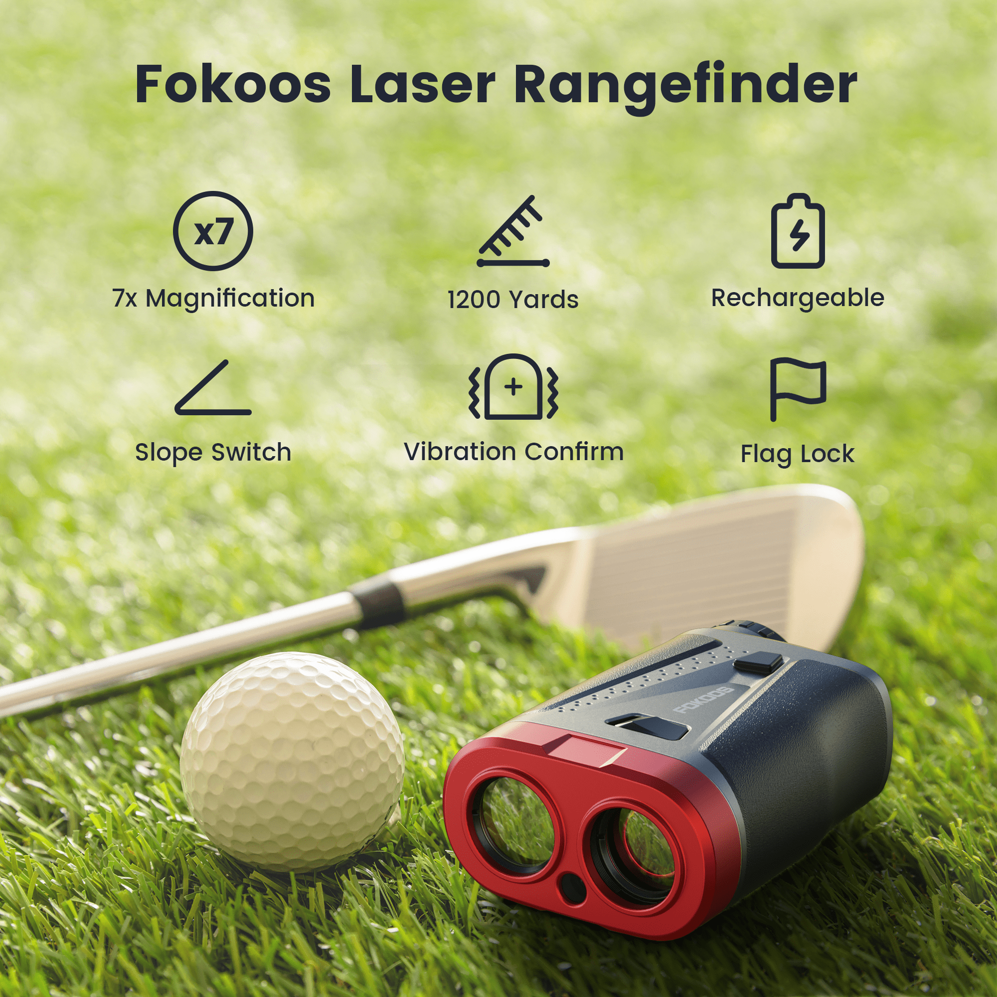 よっこ様　FOKOS 単体距離計 FOKOOS Golf Laser Rangefinder, 7X Magnification, Flag Lock with