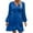 Blue, variant on Dgankt Women's Dress Satin Deep V Neck Long Sleeve Wrap Cross-Front Ruffled Hem Casual Mini Dress,Sizes S-XL