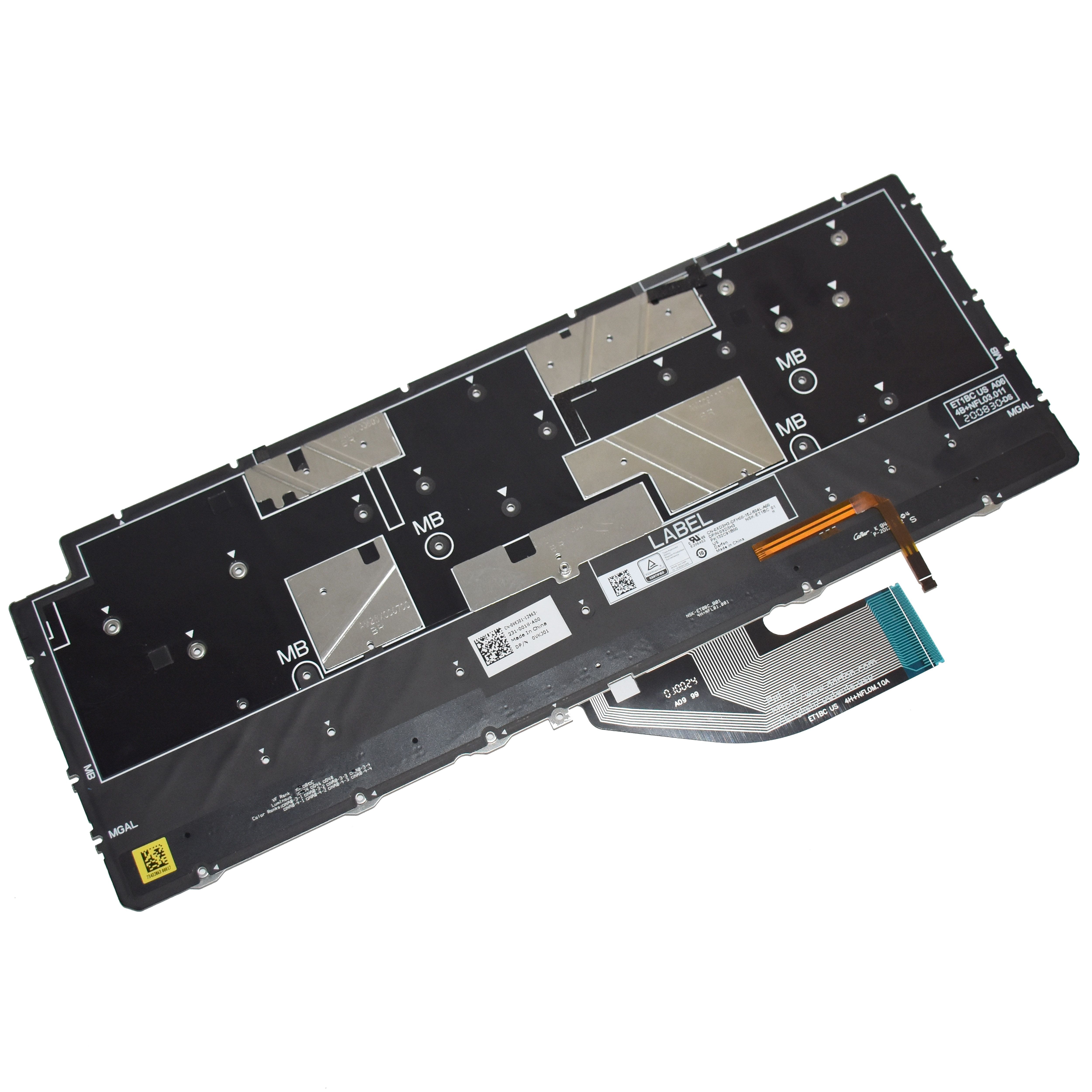 Dell XPS 13 7390/9310 2-in-1 White Backlit US QWERTY Keyboard – VKJ01